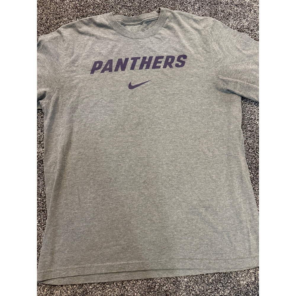 Nike Panthers T-Shirt Mens XL Gray Purple Graphic Short Sleeve Swoosh Tee